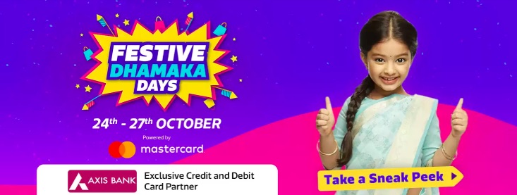 India Desire : Flipkart Festive Dhamaka Days Sale 24th-27th October 2018 Offers List: Upto 90% Off Mobile Deals + Extra 10% Axis Discount